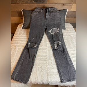 PacSun Mom Jeans, Distressed Backwash, Size 23